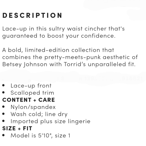 BETSEY JOHNSON Limited Edition TORRID Black Lace-Up Waist Cincher Corset! NWT! - Picture 6 of 8